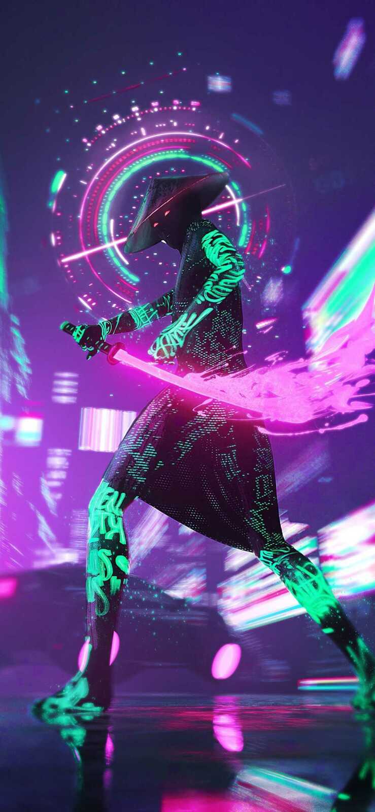 Neon Cyberpunk Samurai