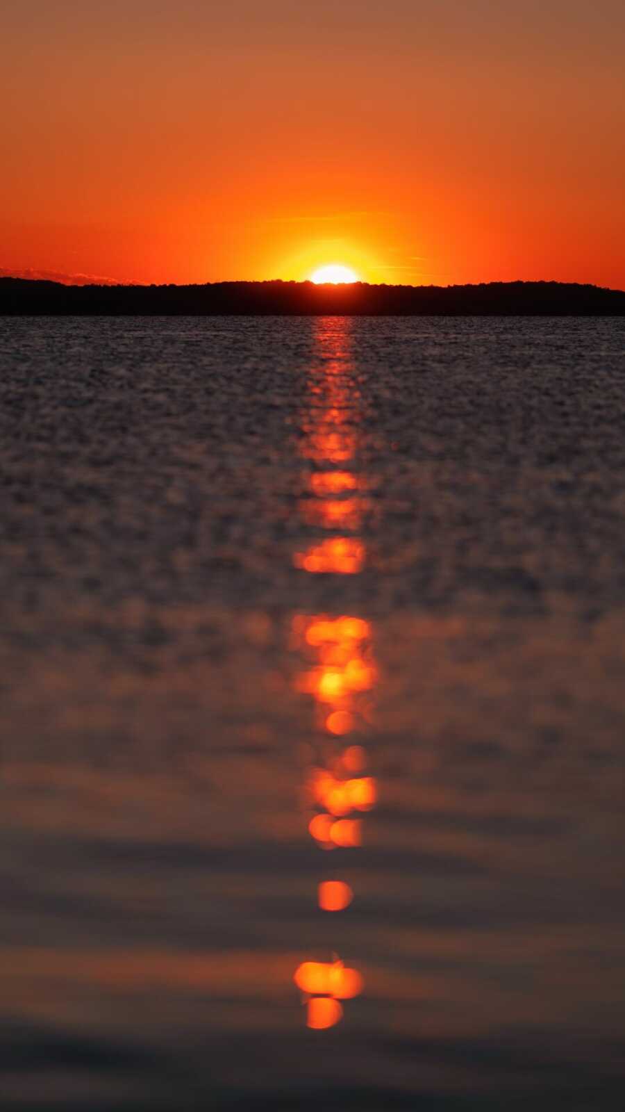 Orange Sunset Over Lake