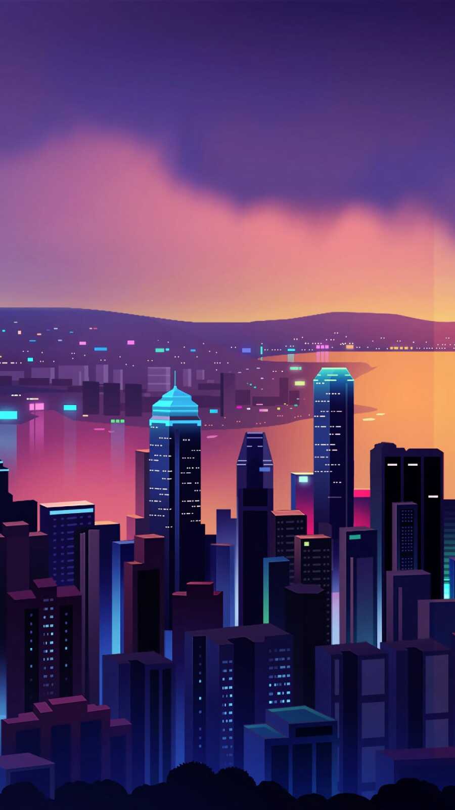 Neon City Skyline