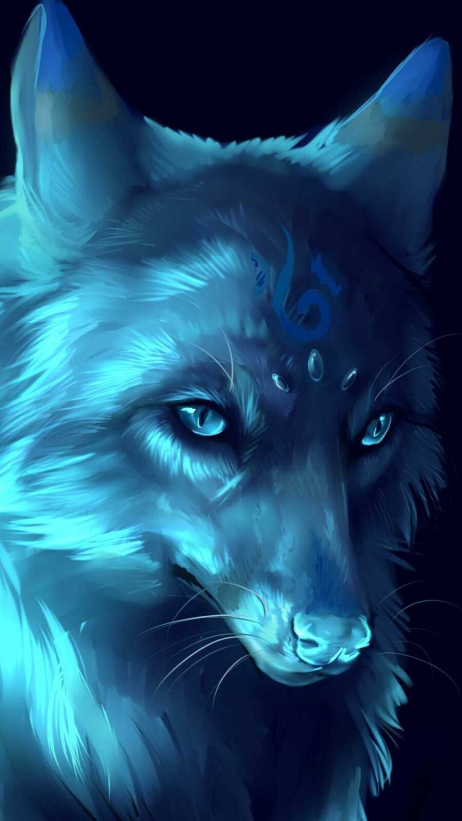 Blue Mystical Wolf Portrait