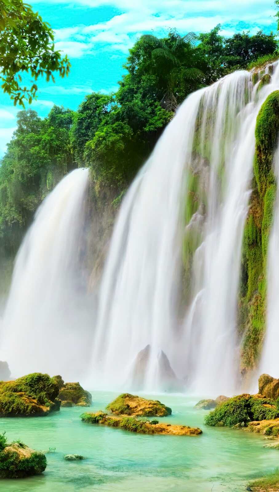 Ban Gioc Waterfall Cascade