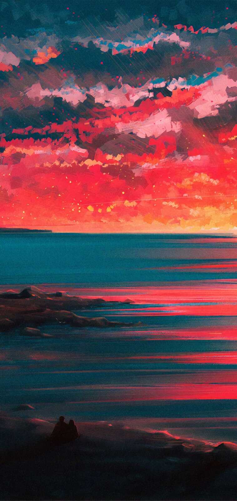 Painterly Ocean Sunset