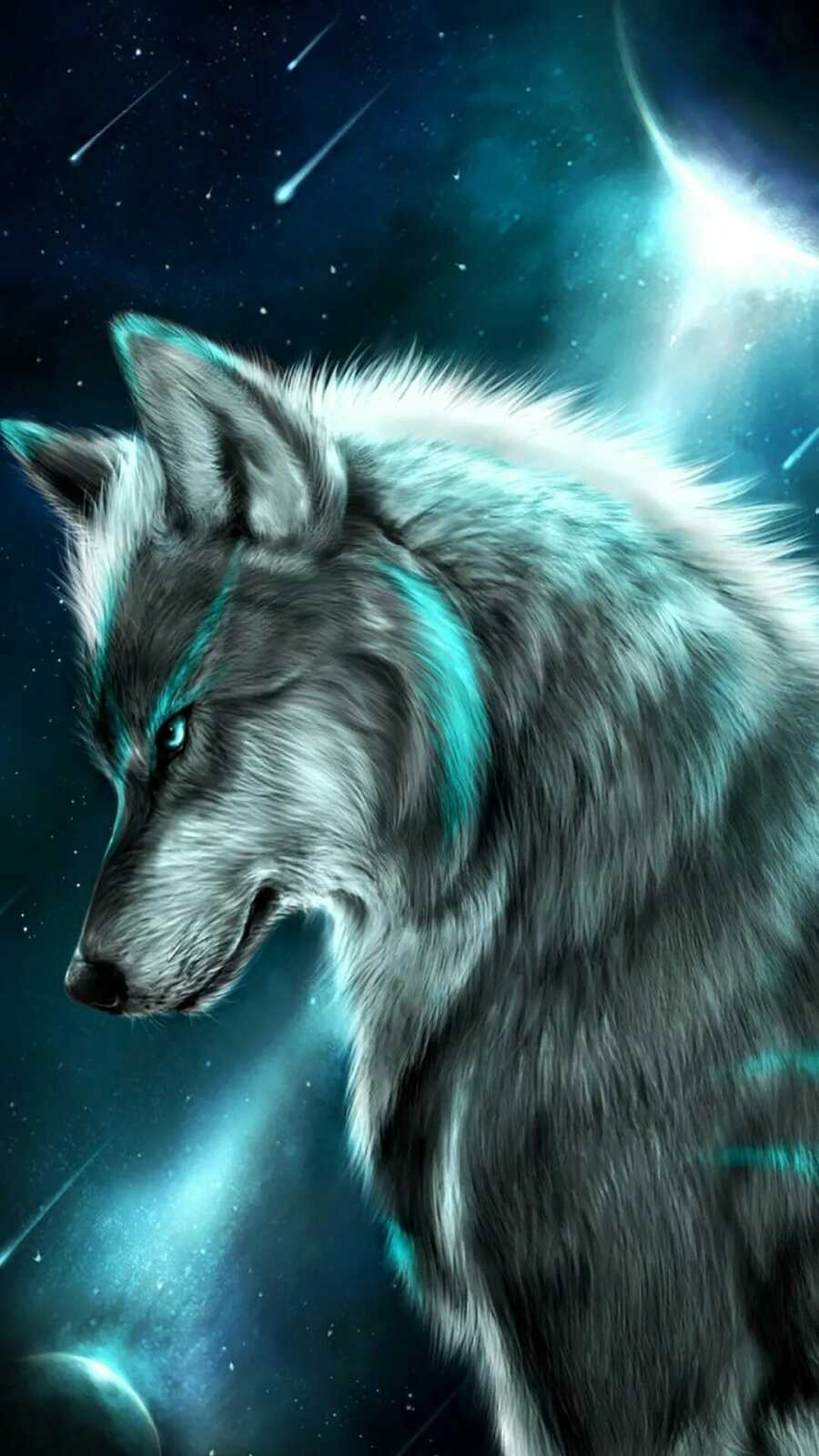 Cyan-Marked Mystical Wolf