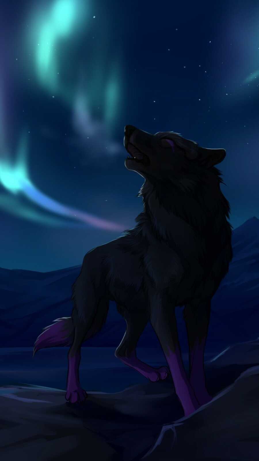 Howling Black Wolf