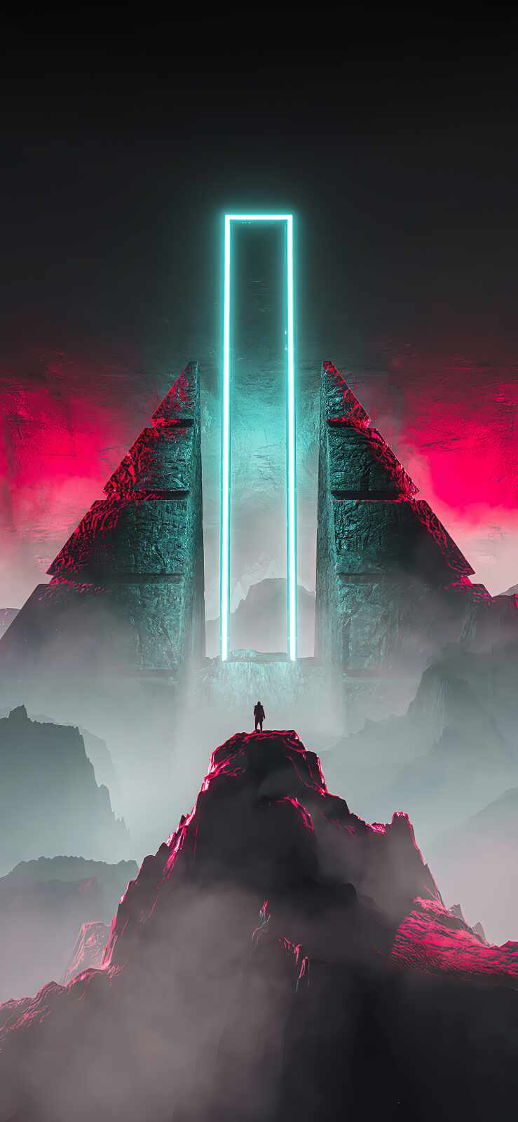 Glowing Neon Monolith Portal
