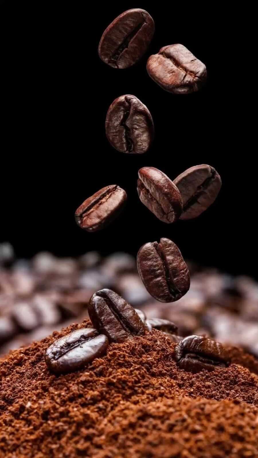 Falling Roasted Coffee Beans