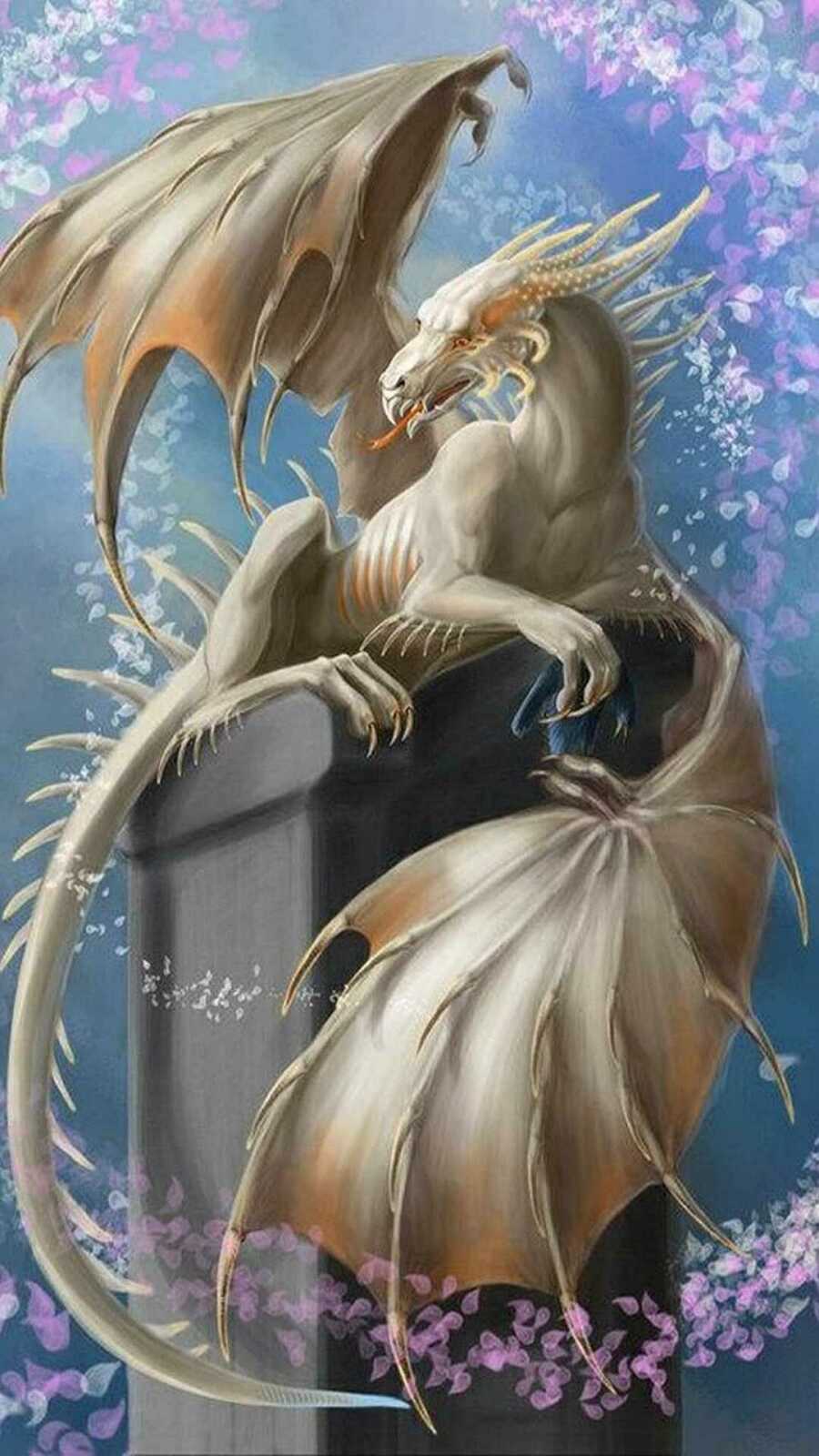 White Dragon On Pillar