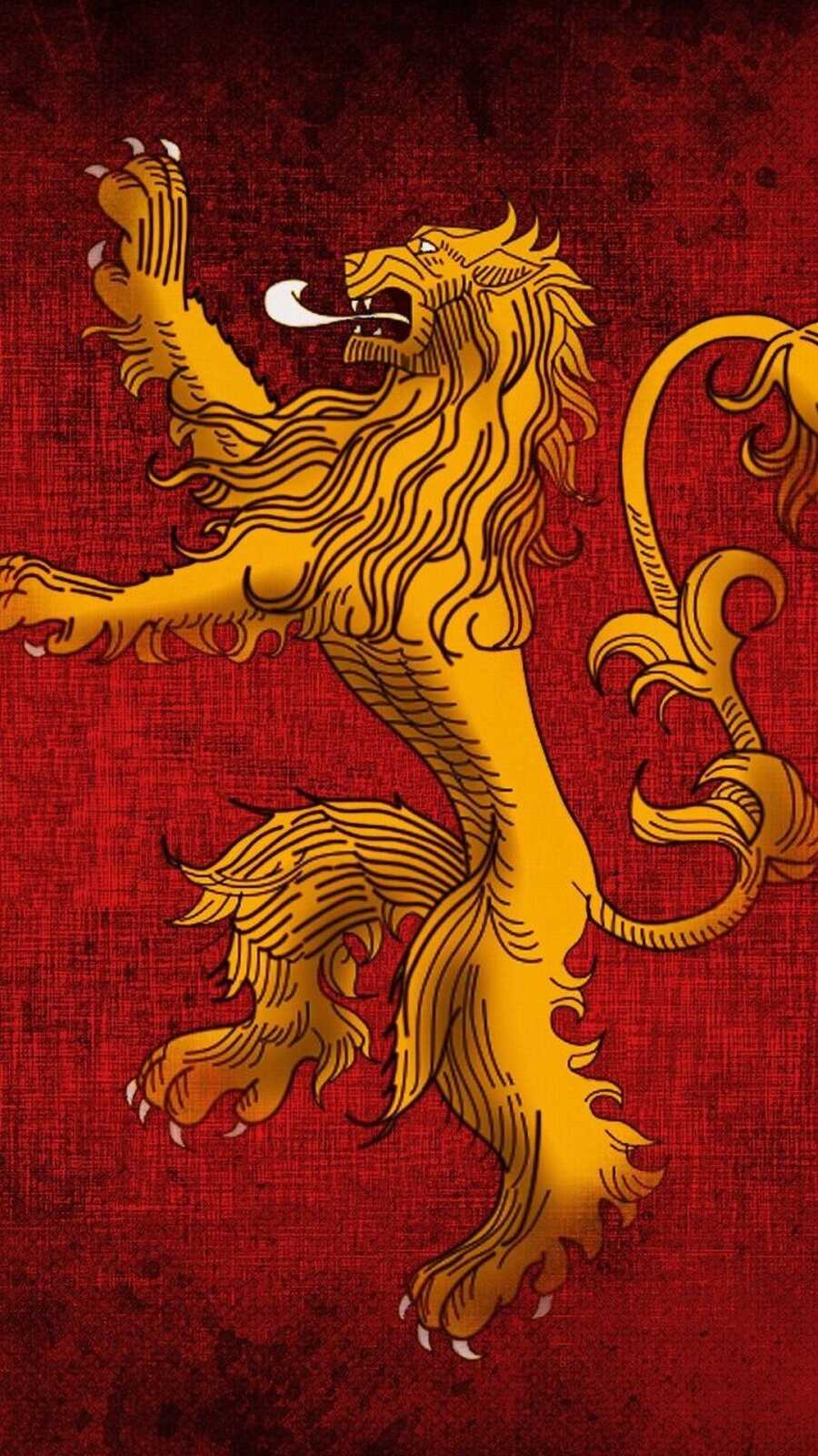 A stylized artistic interpretation of a Lannister-themed wallpaper, featuring rich gold and red tones that evoke the aesthetic of the House Lannister from Game of Thrones