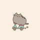 Pusheen riding scooter