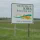 People of Iowa Welcome You sign